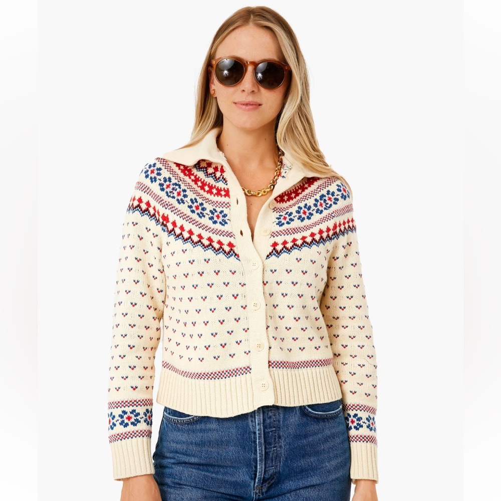 THE GREAT. Fair Isle Cardigan